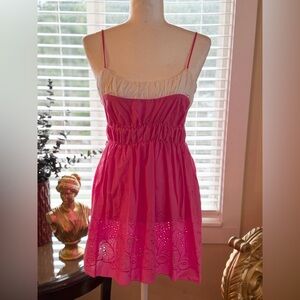 Pink and White Women's Top